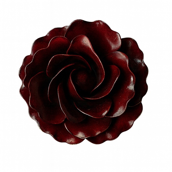 VINTAGE 1950s Burgundy Enamel Rose Brooch Mid-Century Old Hollywood Glam - Picture 1 of 9